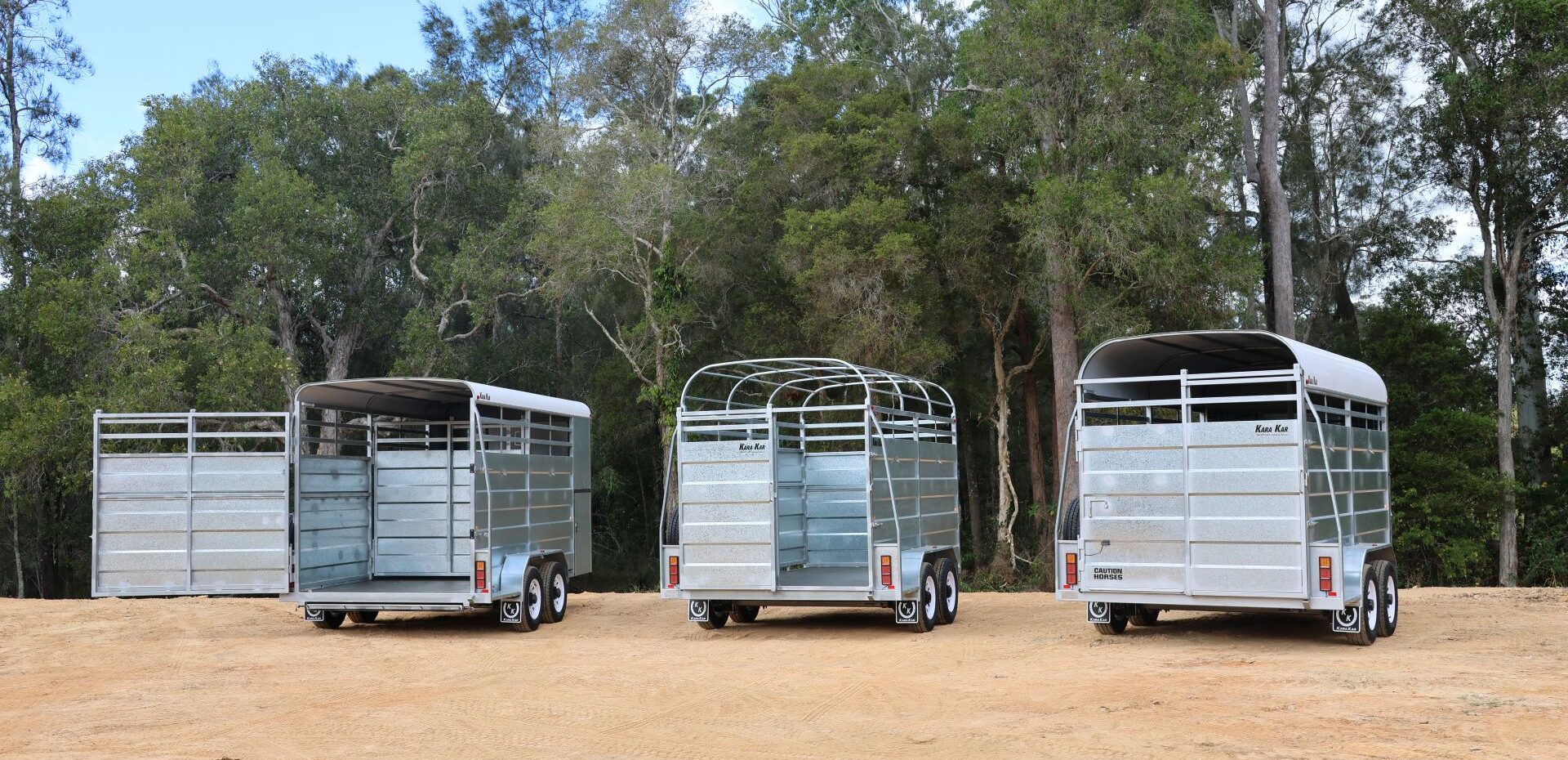 three floats with same tailgate showing all 3 opening options